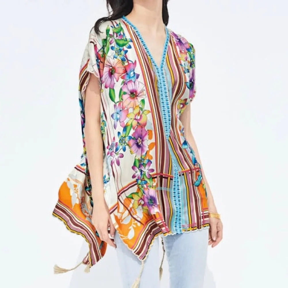 JOHNNY WAS Stellar Silk Poncho - M - Picture 1 of 11